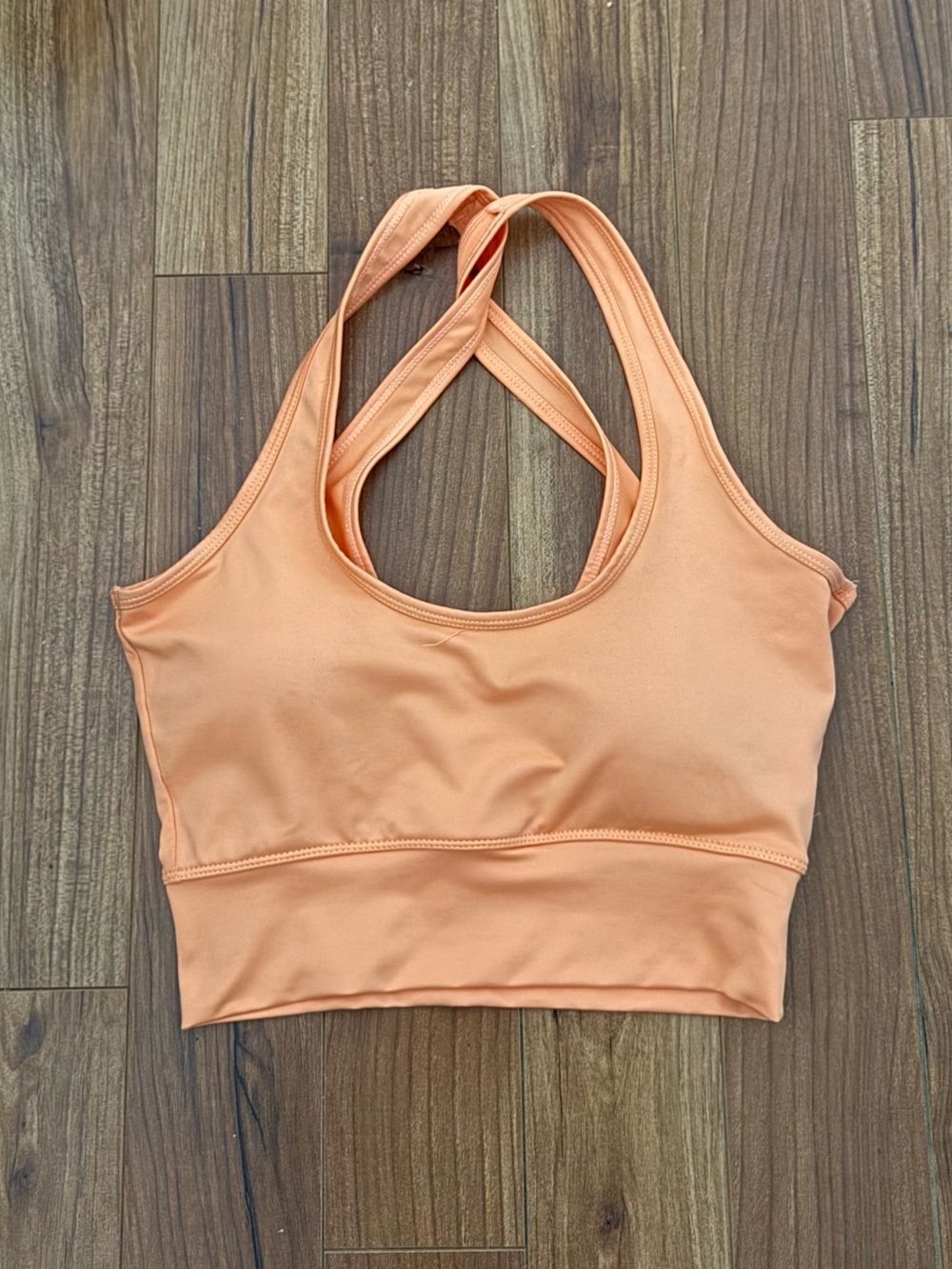Sommer Ray Peach Twist Back Active Crop Tank Top Small